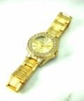 Watch-Gold Steel With Round CZ Face